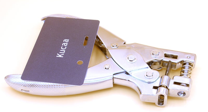 Kucaa Round & Slot 2 in 1 Hole Punch Handheld Pliers for Paper PVC Card ID Card Badge(5mm Round & Slot) - Image 5